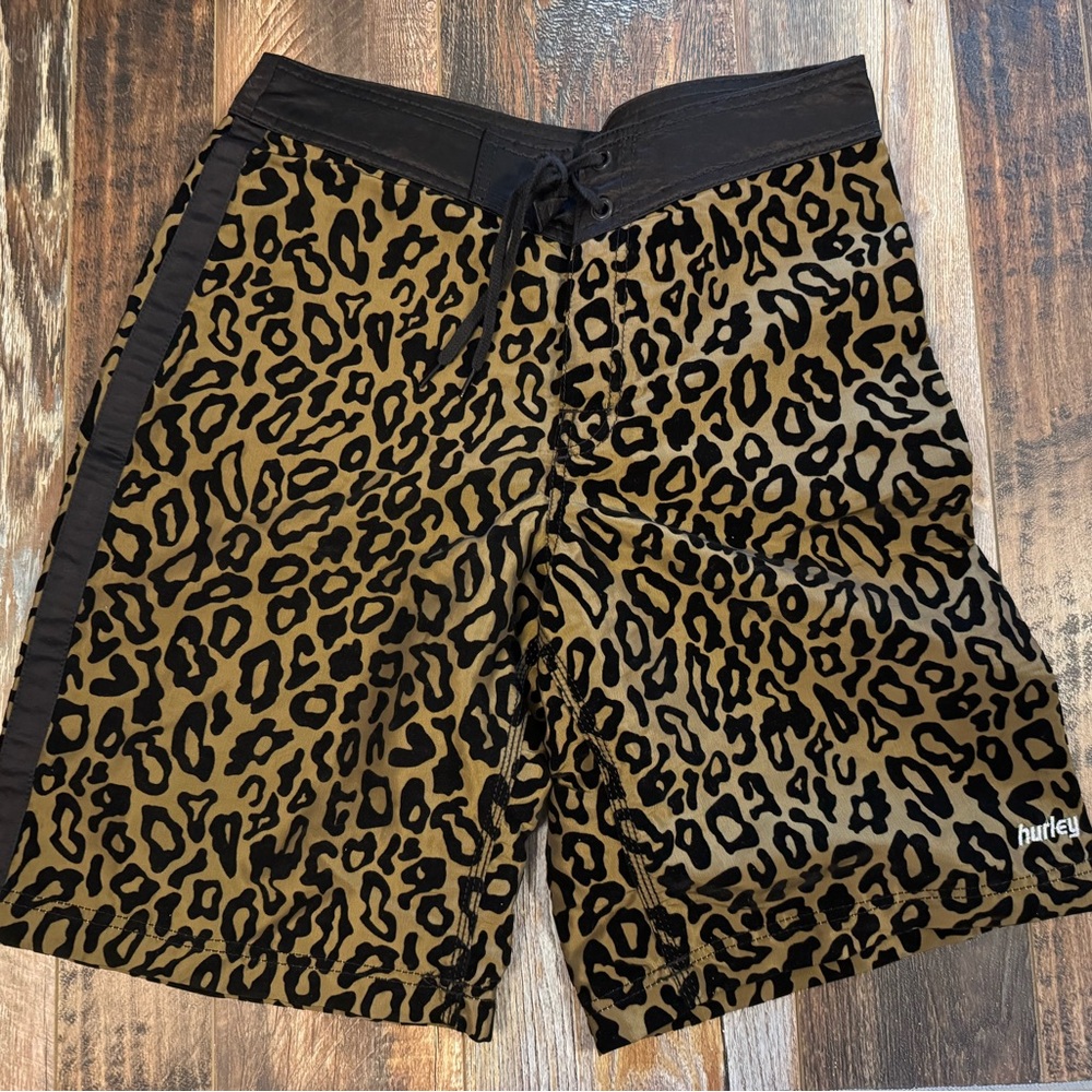 Hurley Men's Leopard Print Board Shorts - Black & Brown